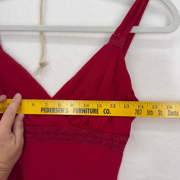 Y2K Babydoll Midi Dress‎ Womens Small Red High Low Holiday Party Fairy 90s Lined - Picture 7 of 11